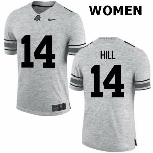 NCAA Ohio State Buckeyes Women's #14 KJ Hill Gray Nike Football College Jersey FHA3345GC